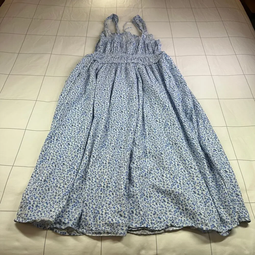 Gap Dress Womens Large Blue Floral Ditsy Sleeveless Cottage Prairie Milkmaid - Picture 4 of 11